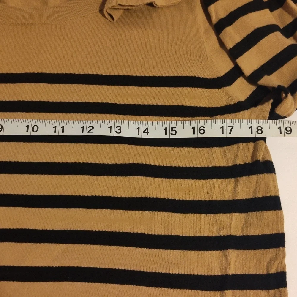 J. Crew Tan and Black Striped Long Sleeve Top 100% Cotton Size Medium